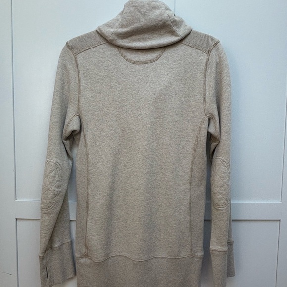 Vtg Ralph Lauren Rugby Beige Hoodie Kangaroo Pockets Elbow Patches size M - Picture 5 of 14